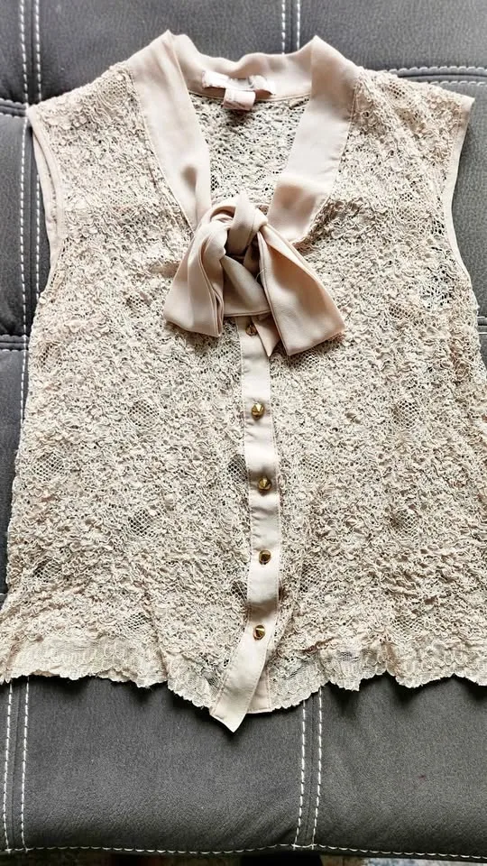 Blush colored top in lace thumbnail