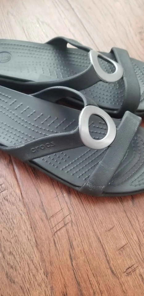 Crocs Dark Grey Slide Sandals W8 - photo 2