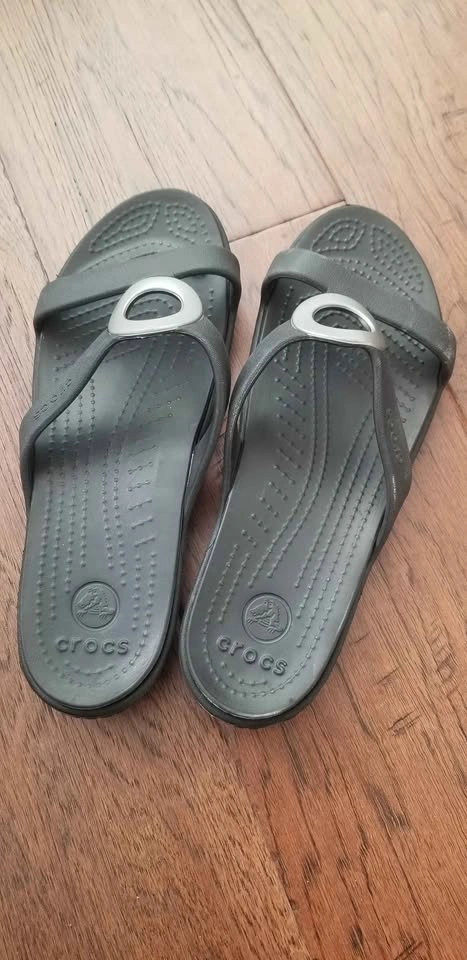 Crocs Dark Grey Slide Sandals W8 - photo 4