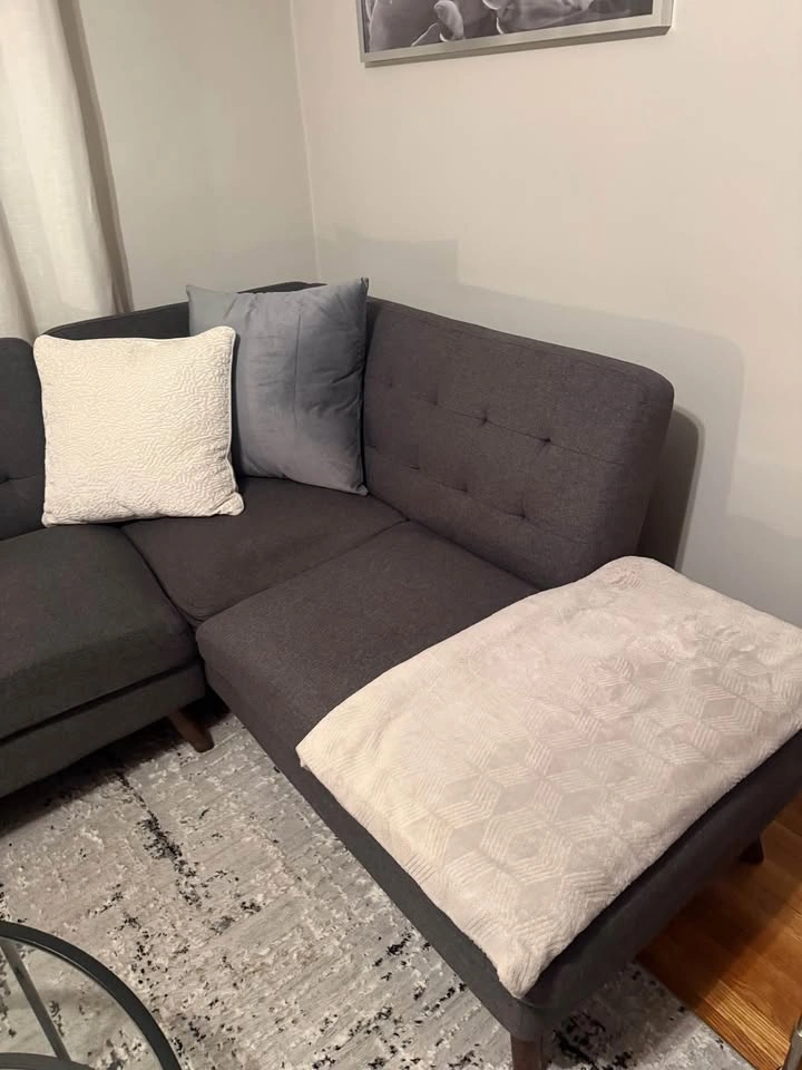 Modern Dark Gray Sectional Sofa + Accent Chair + Side Table - photo 3