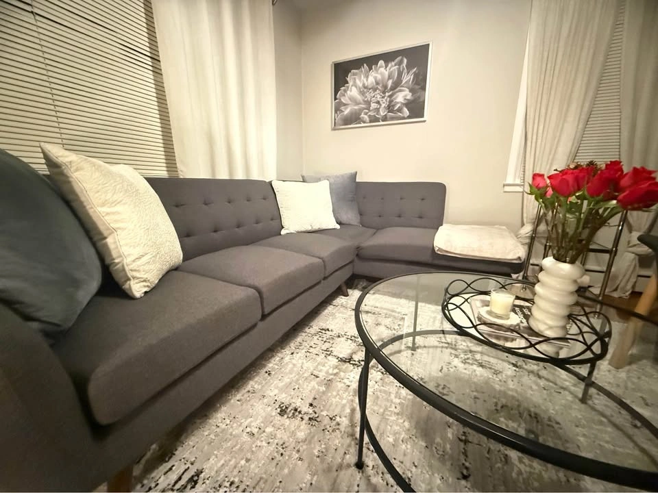 Modern Dark Gray Sectional Sofa + Accent Chair + Side Table - photo 4