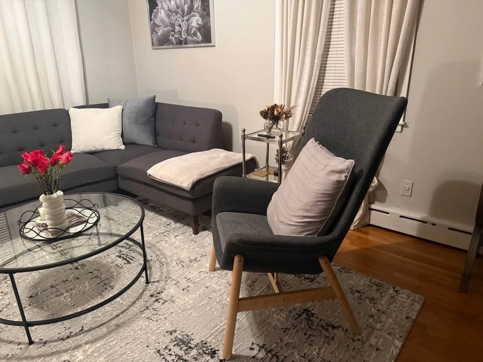 Modern Dark Gray Sectional Sofa + Accent Chair + Side Table - photo 5