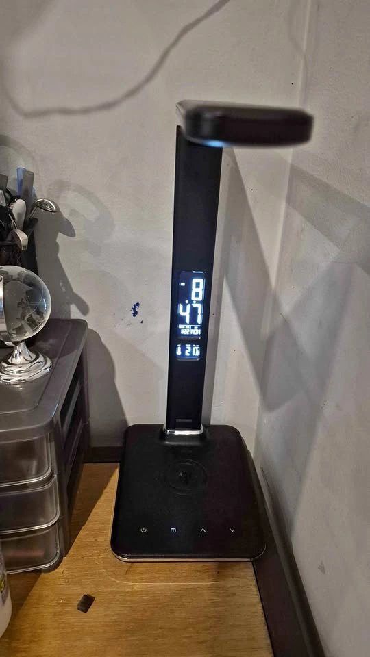 Multi-Functional LED Desk Lamp with Qi Wireless Charger - Black