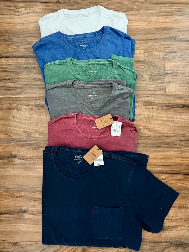 J CREW GARMENT DIED POLOS + T-SHIRTS - BRAND NEW