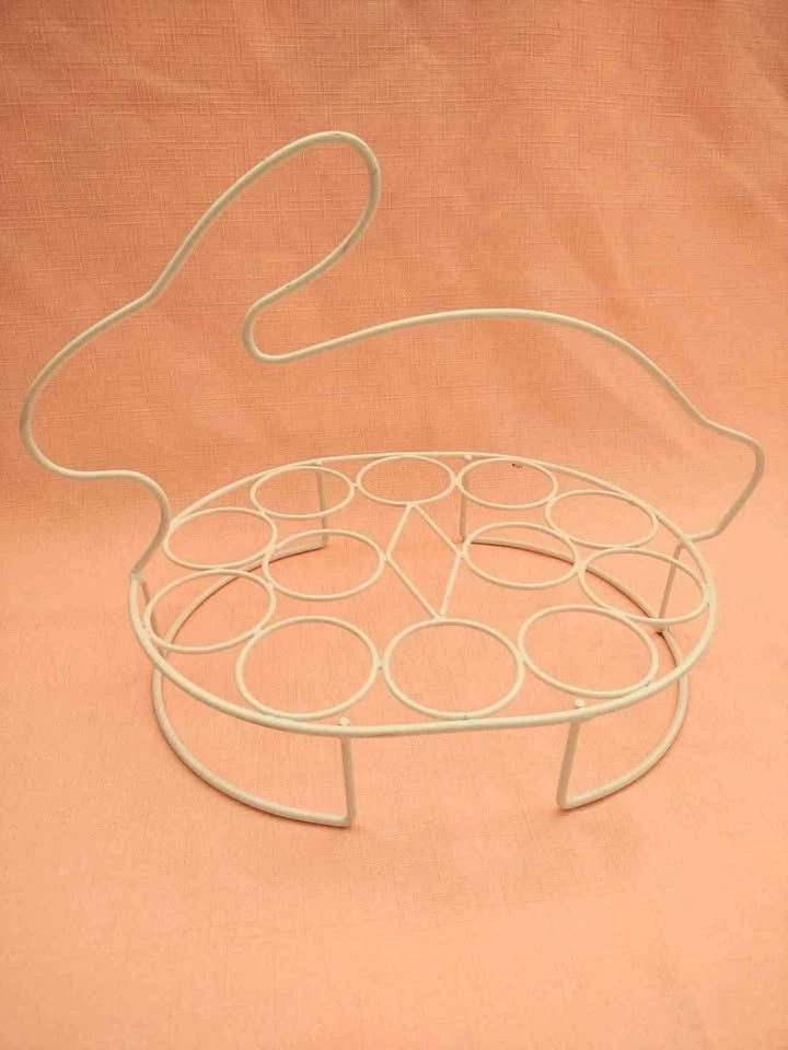 White Metal Easter Bunny Egg Holder/Display Rack