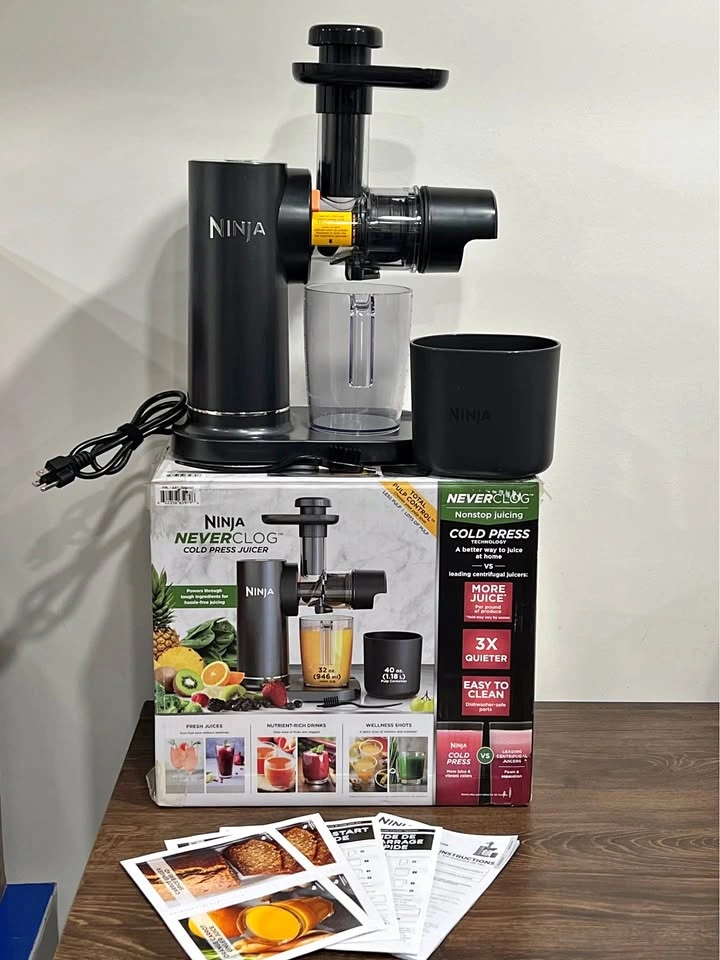 Ninja NeverClog Cold Press Juicer – Like New (Used Once)