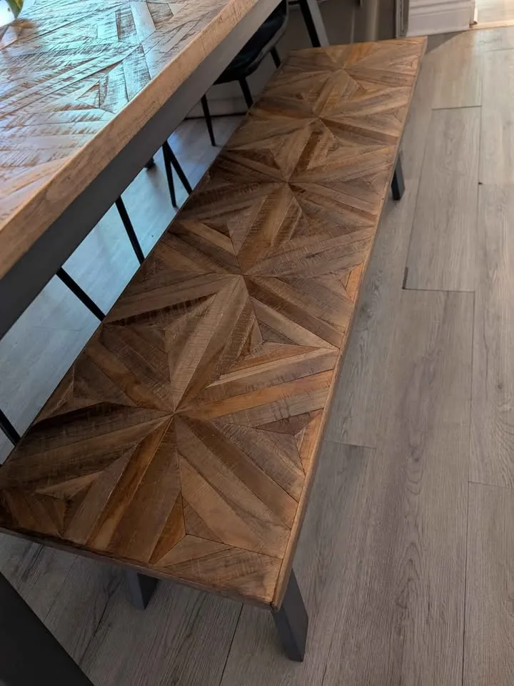 Rustic Wood Dining Table, Bench and 4 chairs image indicator(6)