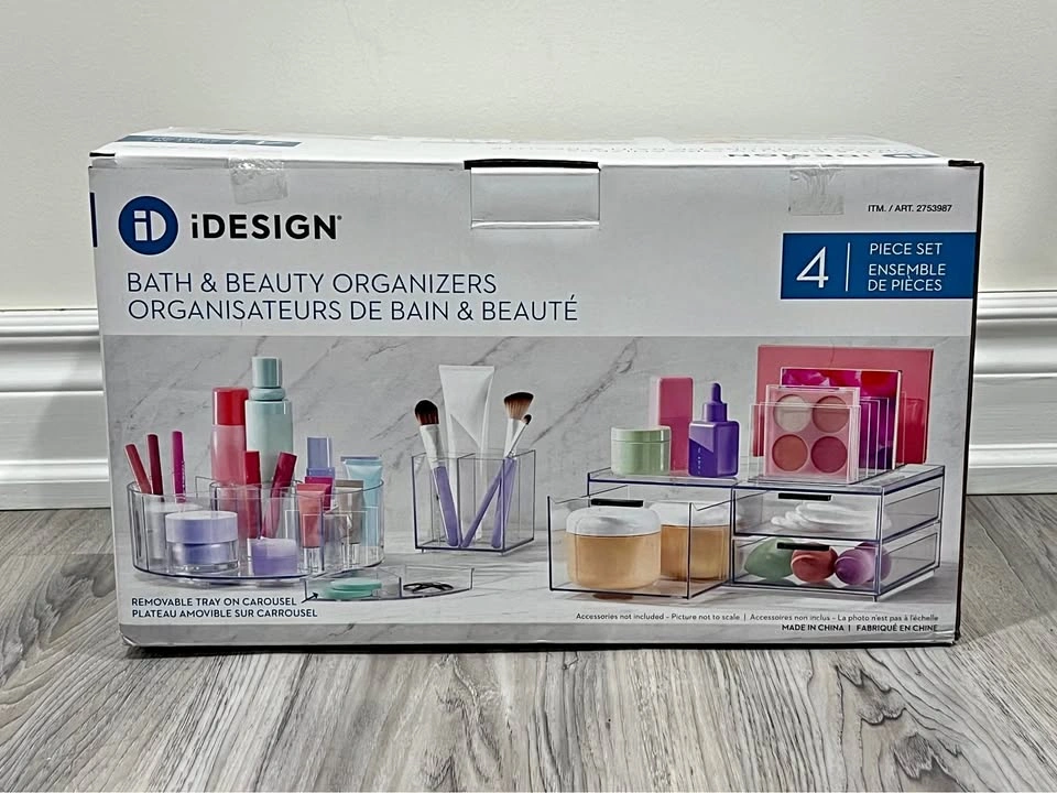 iDesign Bath & Beauty Organizers – 4-Piece Set (Brand New)