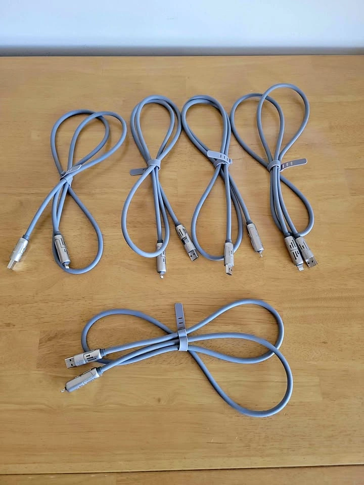 4-in-1 RGB Charging Cables - 4ft USB-C, Lightning, Android
