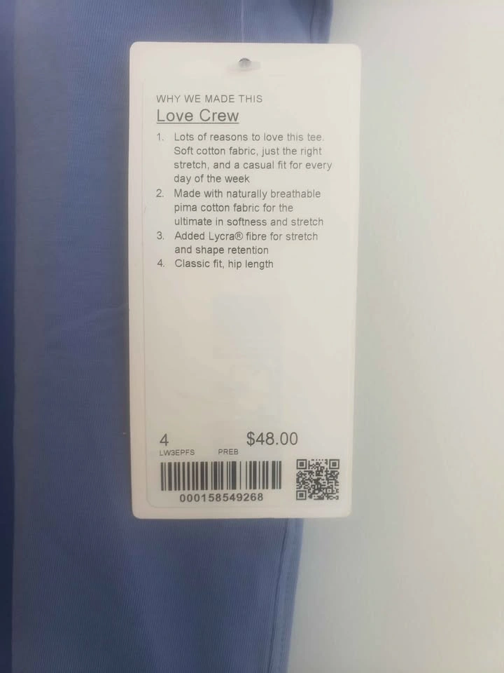 BNWT Lululemon Love Crew T shirts Sizes 0 2 4 6 - photo 4