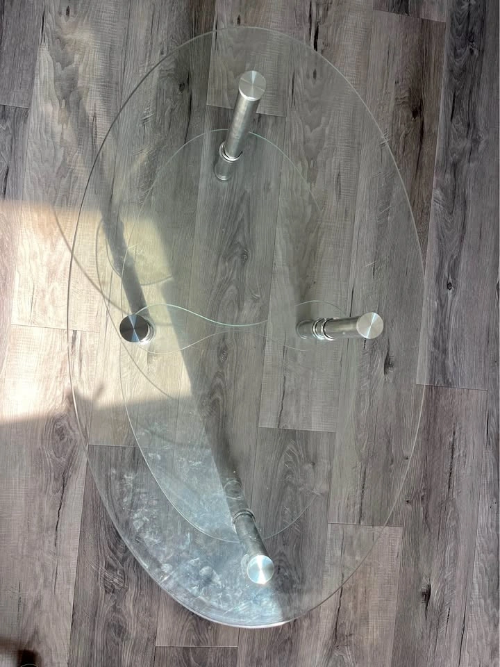 3-Tier Oval Glass Coffee Table | $40