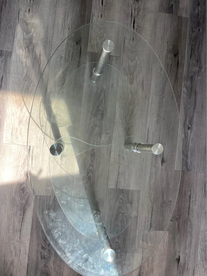 3-Tier Oval Glass Coffee Table | $40 - photo 2