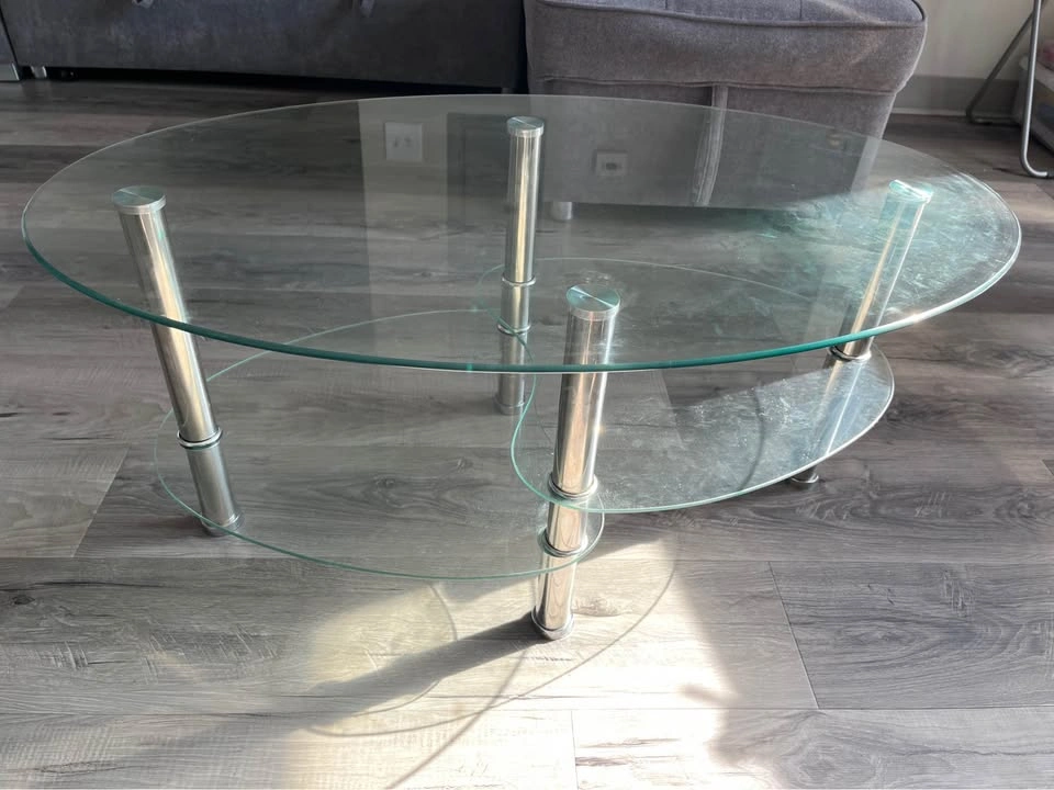 3-Tier Oval Glass Coffee Table | $40 - photo 3