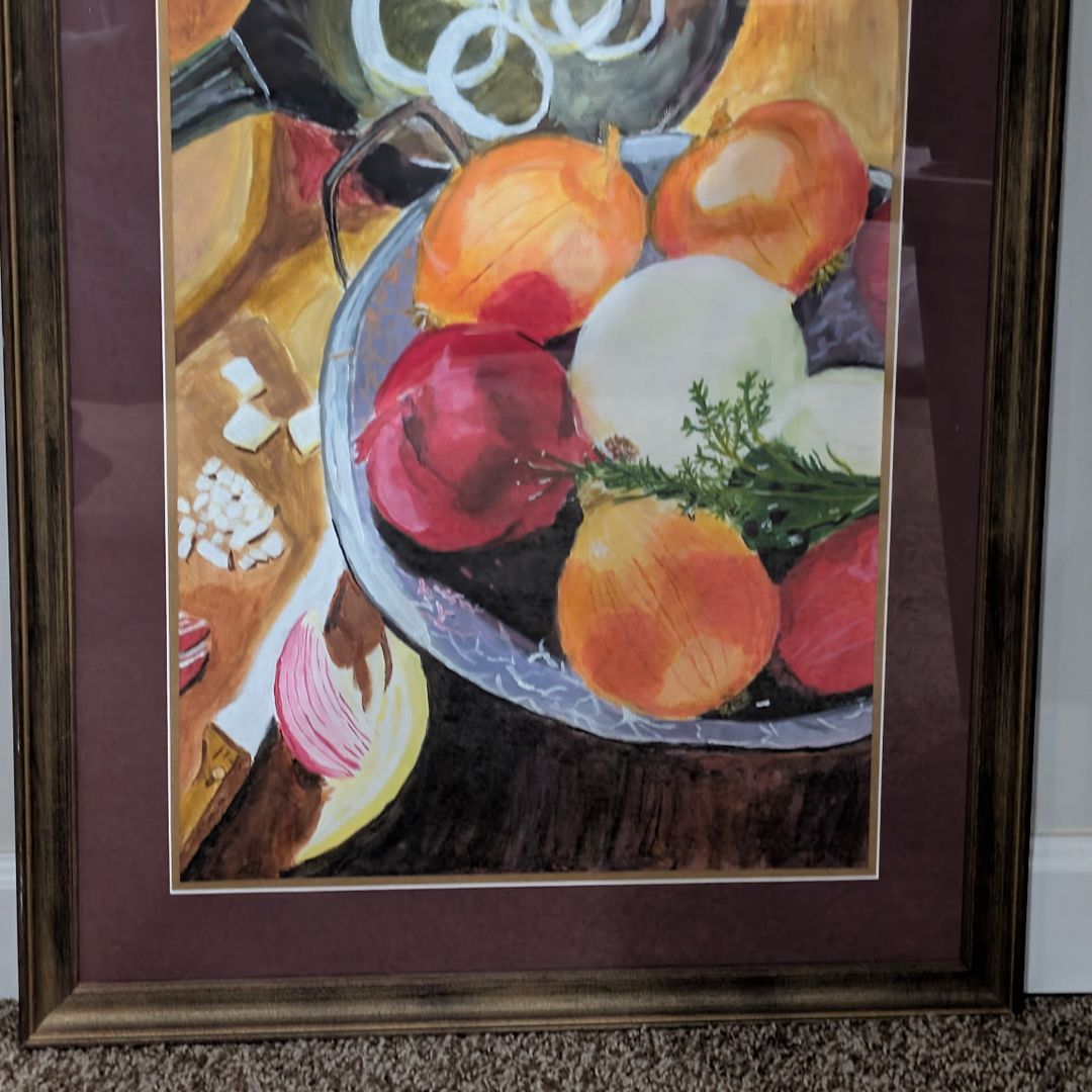 Framed still life painting 20 in x 26 in