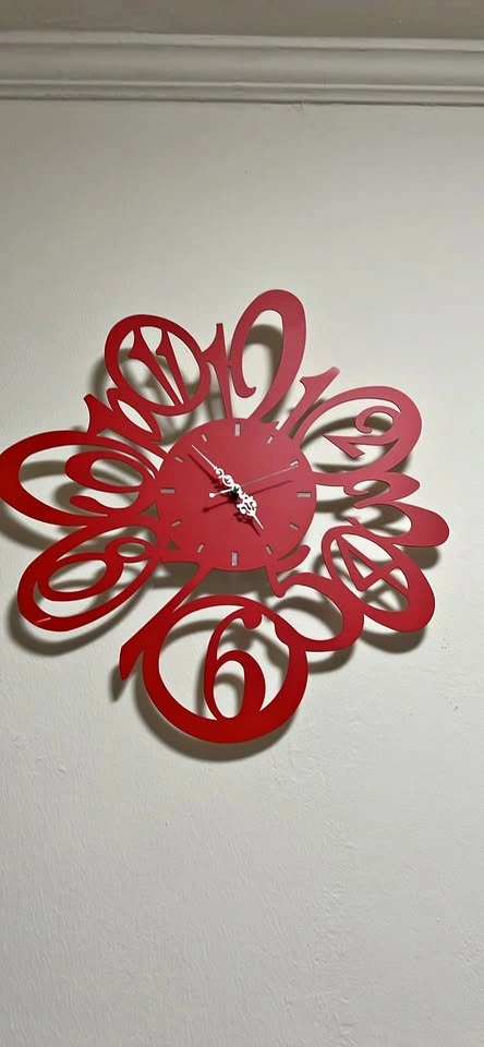 Large Red Decorative Wall Clock 22in