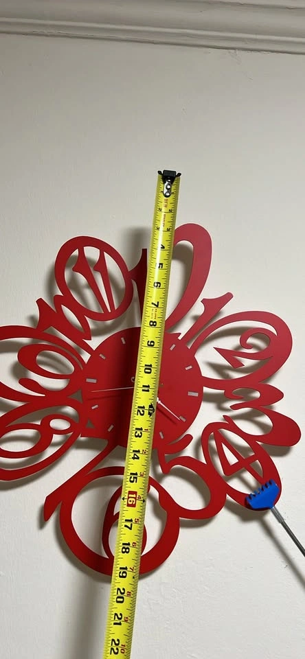 Large Red Decorative Wall Clock 22in - photo 4
