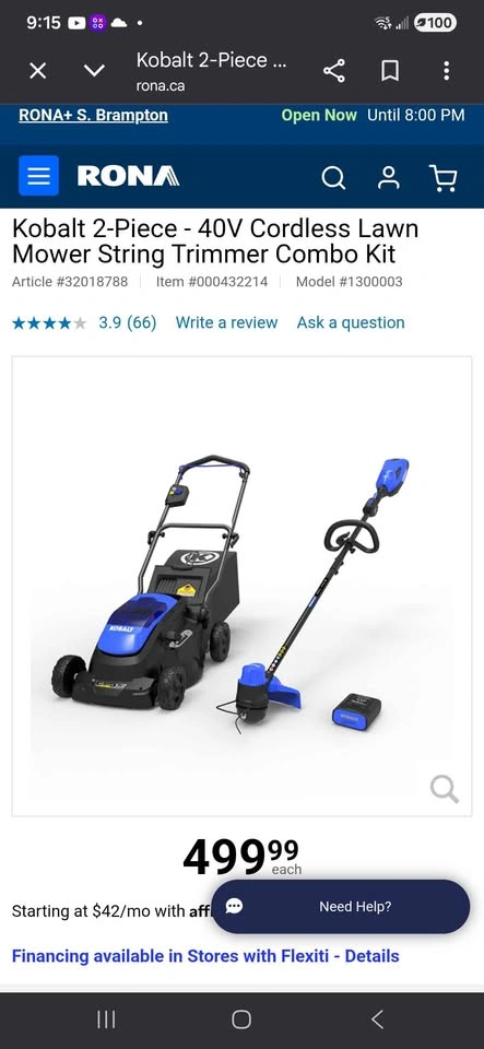 Kobalt 40V Cordless Lawn Mower String Trimmer Combo Kit - photo 2