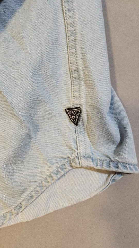 Guess Los Angeles Denim Western Shirt Mens Medium Pearl Snap Lig - photo 3