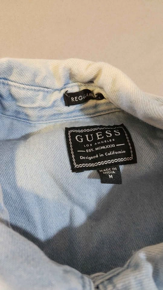 Guess Los Angeles Denim Western Shirt Mens Medium Pearl Snap Lig - photo 4