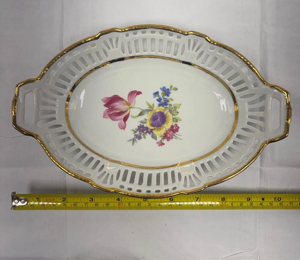 Vintage Schwarzenhammer Bavaria Floral Reticulated Dish - photo 4