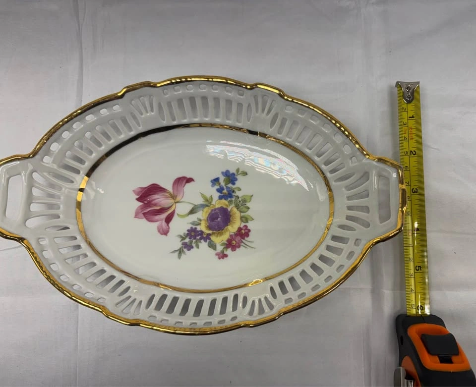 Vintage Schwarzenhammer Bavaria Floral Reticulated Dish - photo 5