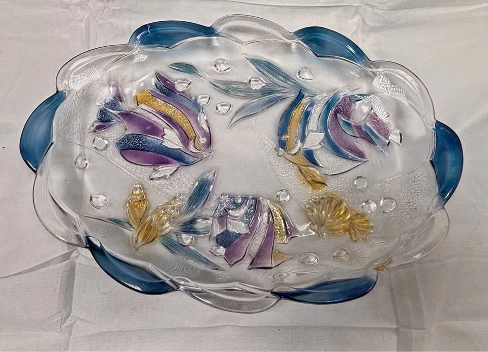 Mikasa Savoir Vivre Key Largo Tropical Fish Oval Glass Platte