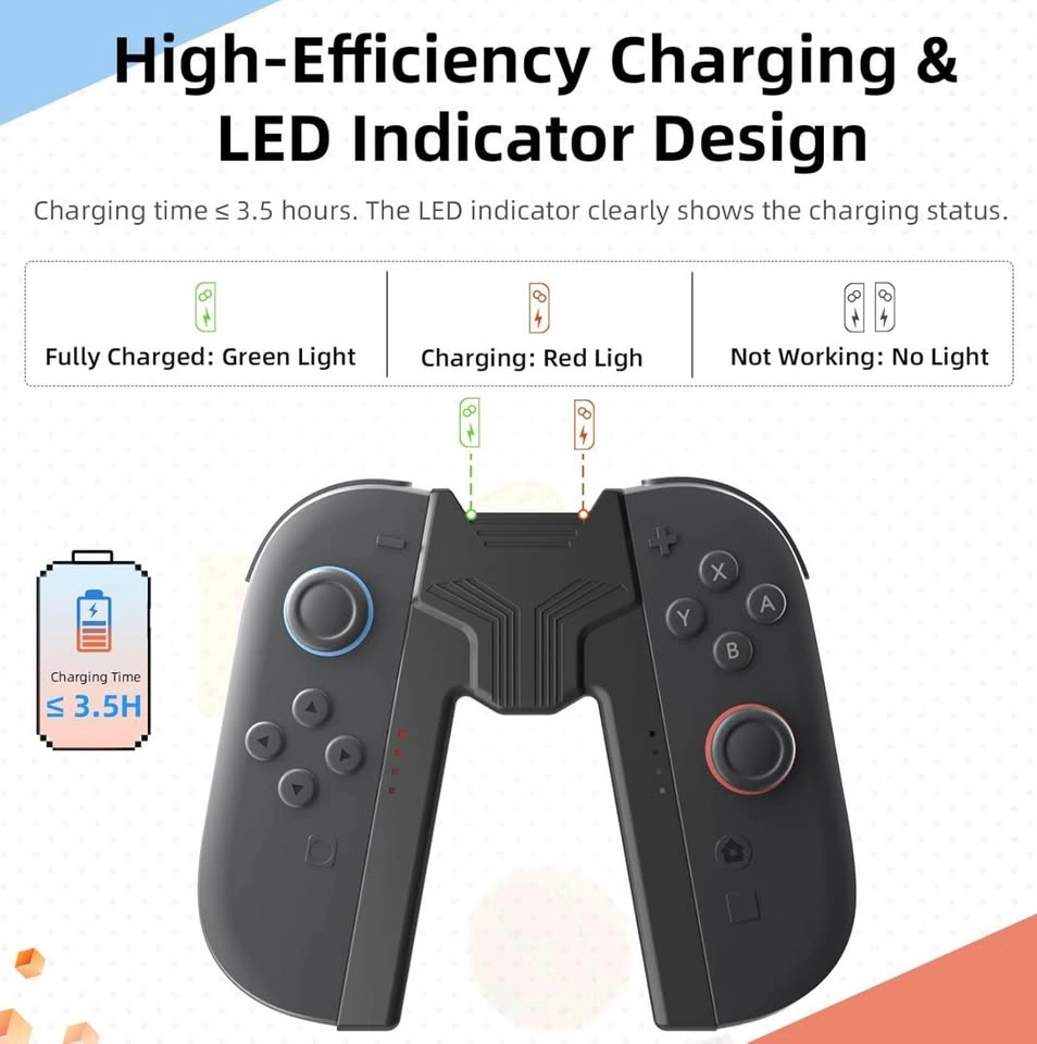 Ergonomic Switch 2 Joy-Con Charging Grip w/ LED + USB-C - photo 4
