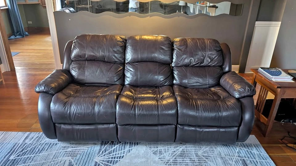 Brown Leather Recliner Sofa - Lazyboy