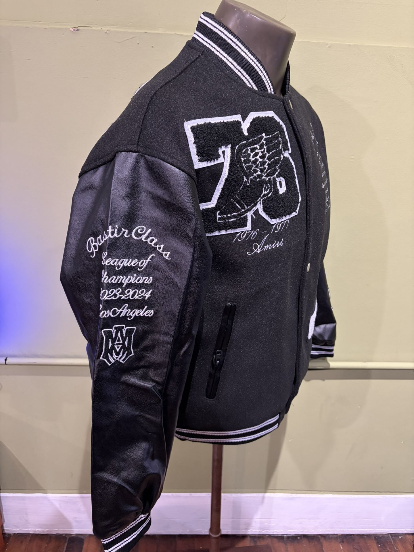 Amiri Jacket Varsity Bomber Black Snap Button - photo 3