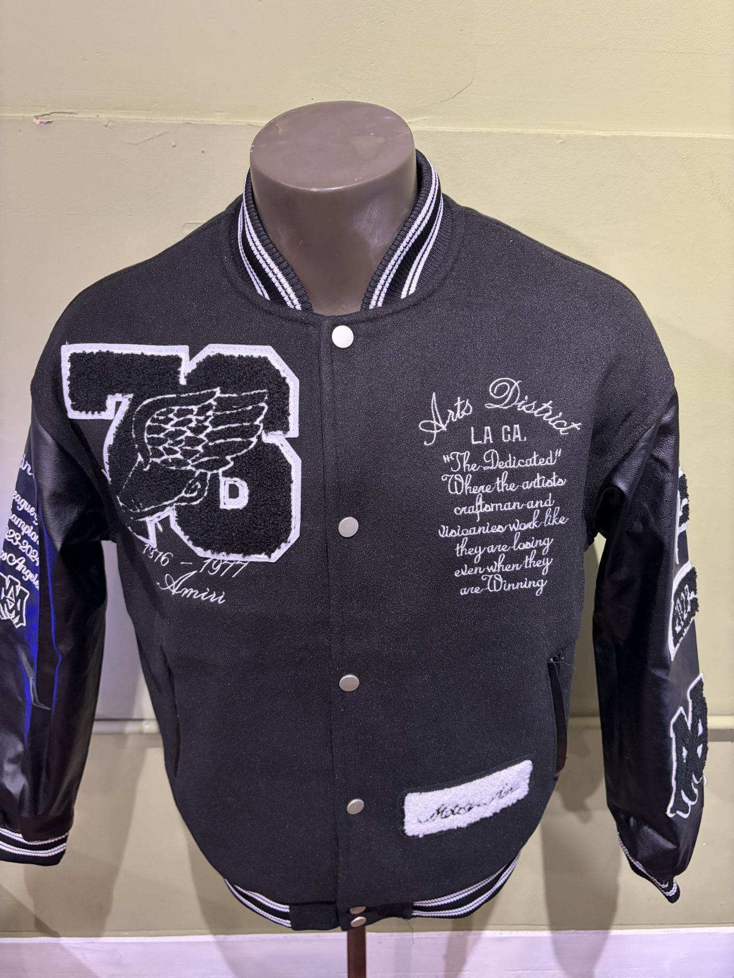 Amiri Jacket Varsity Bomber Black Snap Button - photo 5