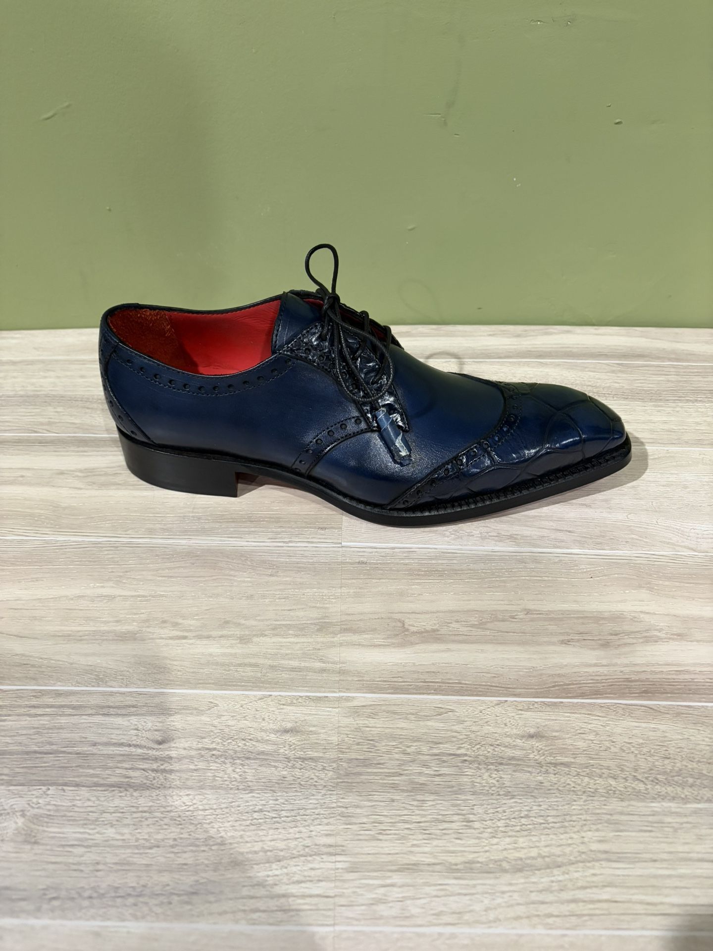 Fennix Italy Shoes Dressy Blue Calf/gator Oxford - photo 2