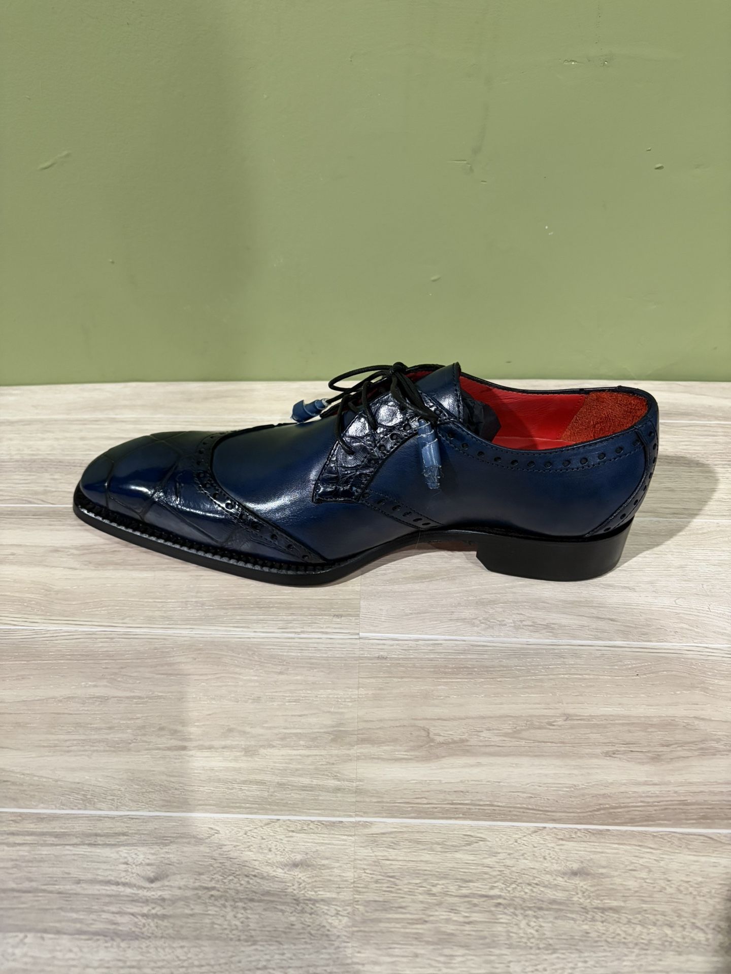 Fennix Italy Shoes Dressy Blue Calf/gator Oxford - photo 3