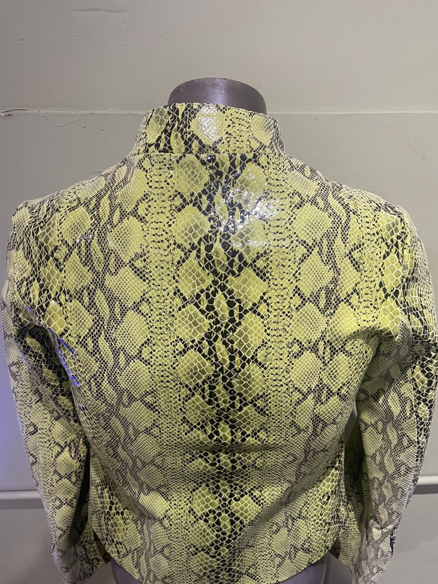 Vera Pelle Women Jacket Leather Snake Print Green M - photo 2