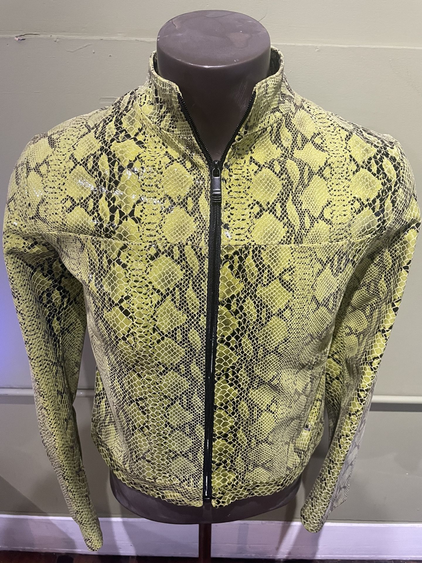 Vera Pelle Women Jacket Leather Snake Print Green M - photo 5