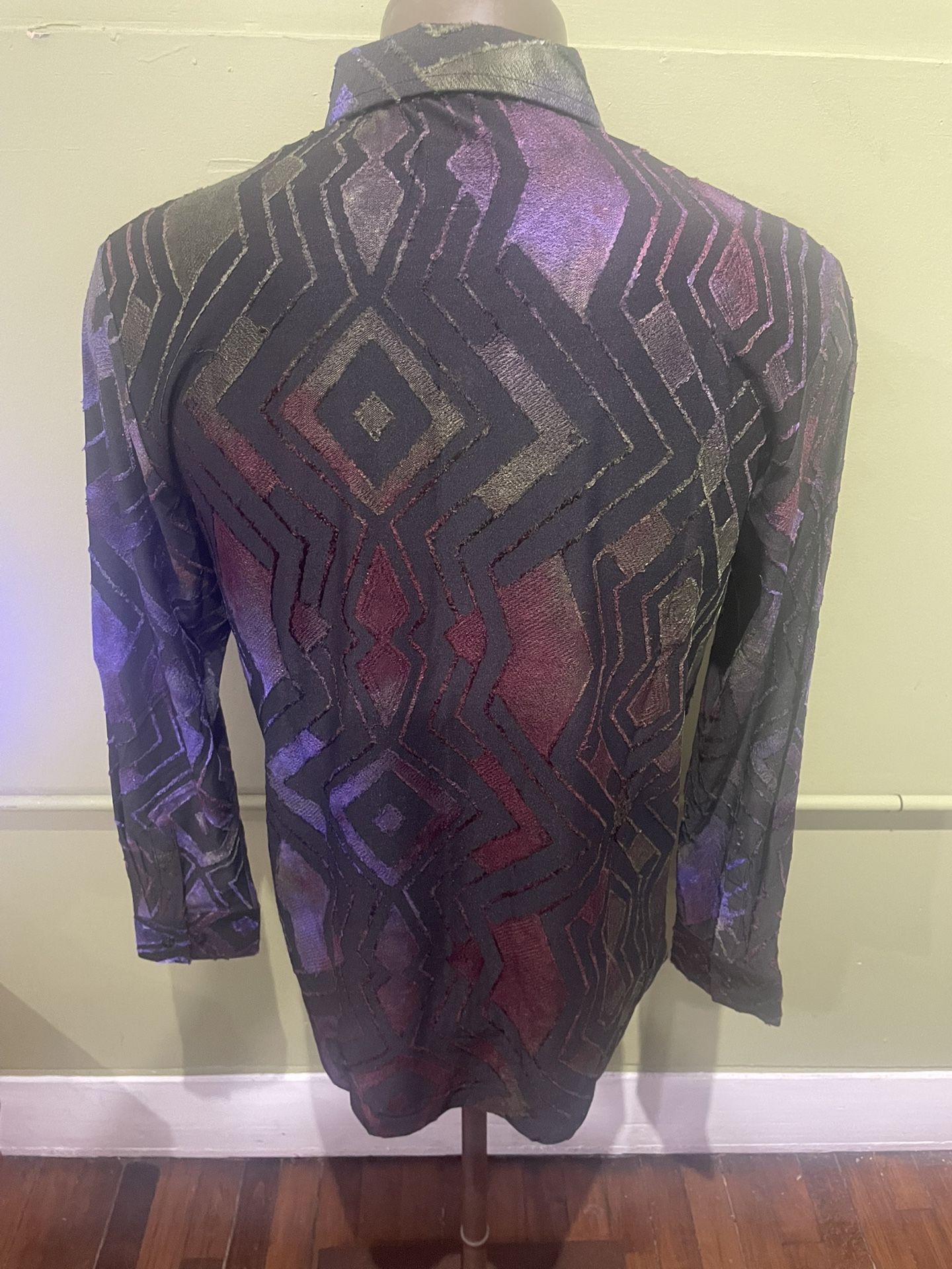 Deniko Shirt Button Front Black/purple Regular Fit - photo 2