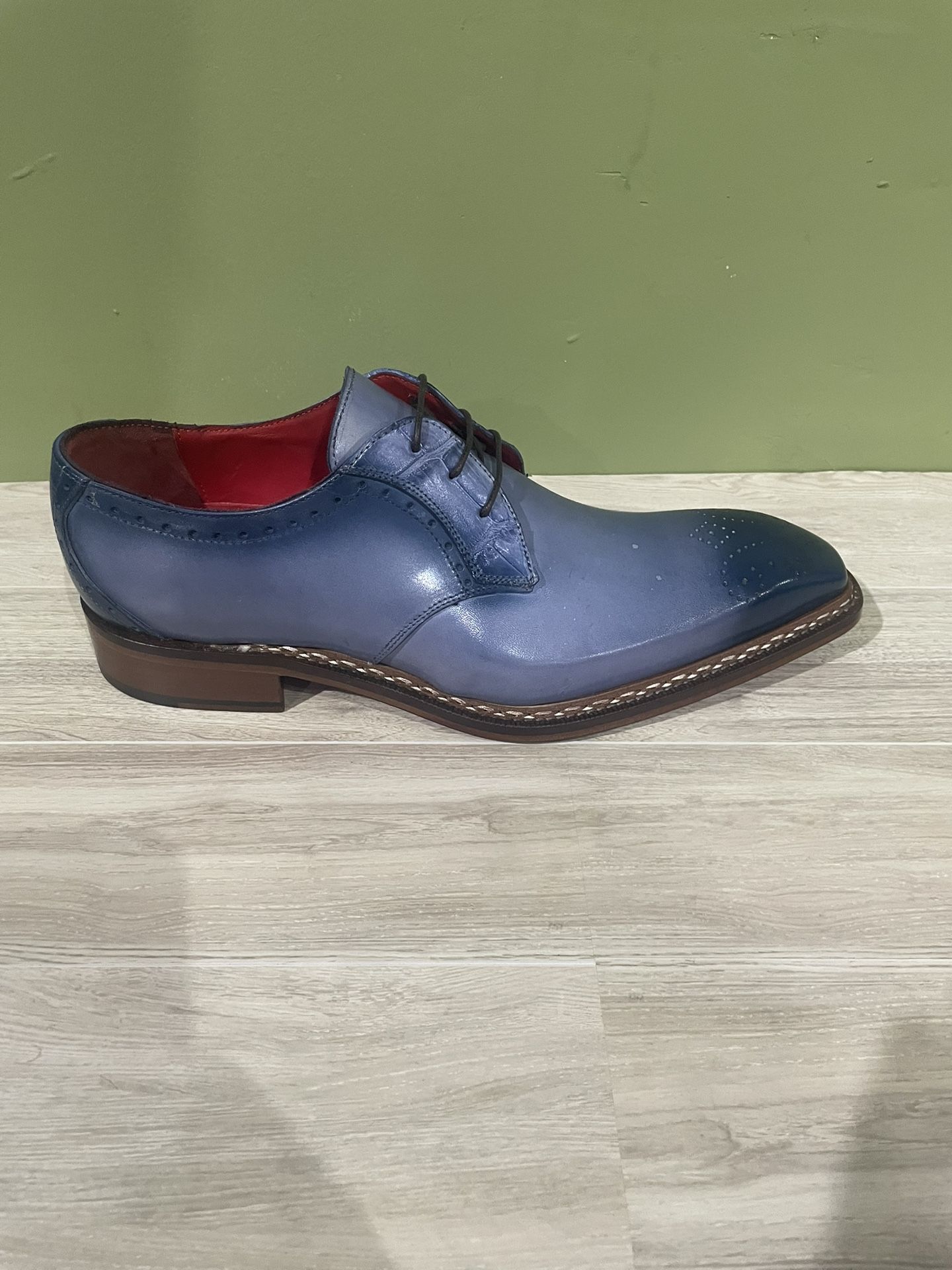 Fennix Italy Dress Shoes Lt Blue Calf/gator Oxford - photo 2