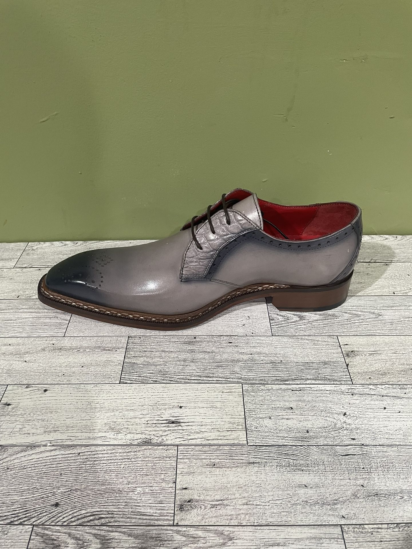 Fennix Italy Dress Shoes Gray Calf/gator Oxford - photo 3