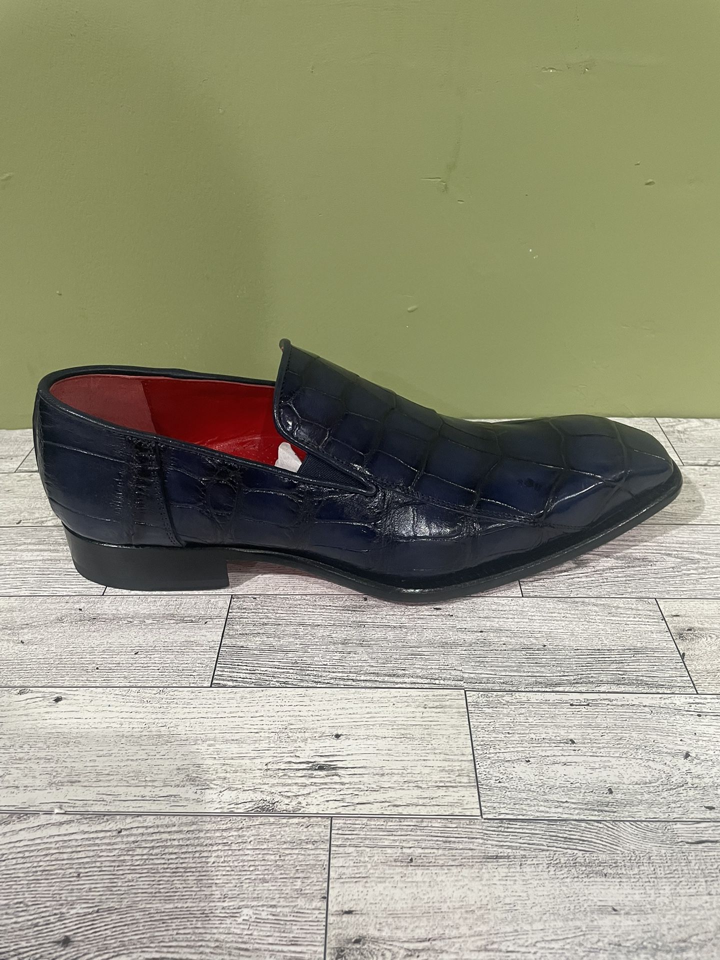 Fennix Italy Shoes Dressy Navy Alligator Slip On Sz 10 - photo 2