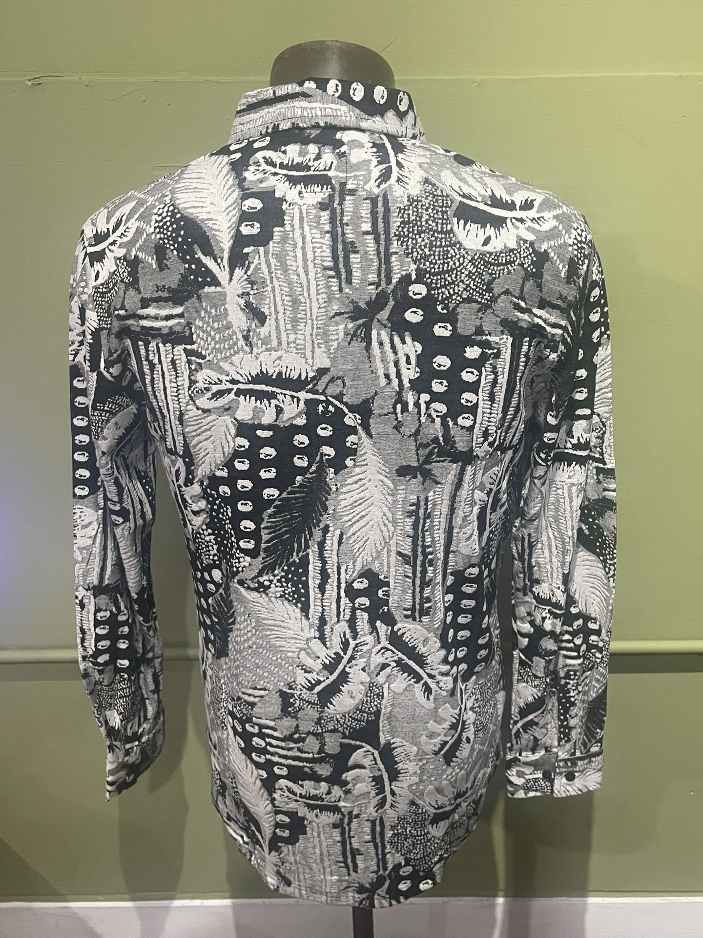 Deniko Shirt Button Front Black Floral Regular Fit - photo 2