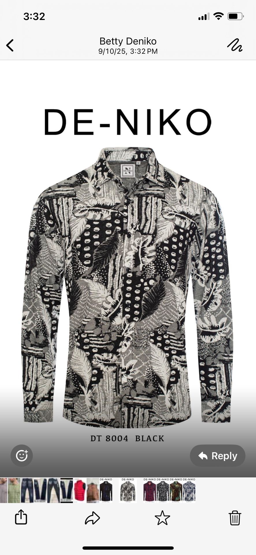 Deniko Shirt Button Front Black Floral Regular Fit - photo 5