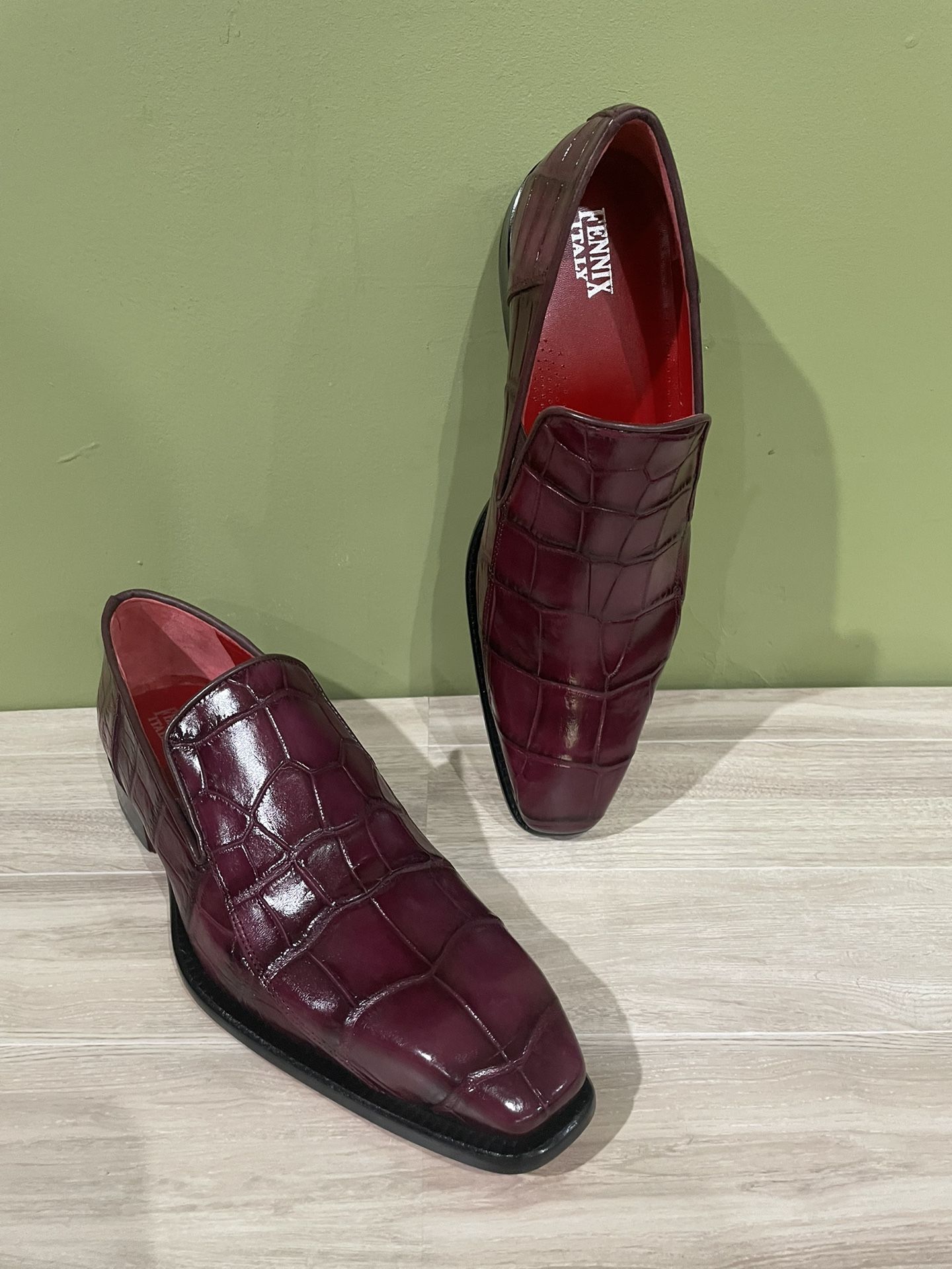 Fennix Italy Shoes Dressy Alligator Burgundy Sz 10