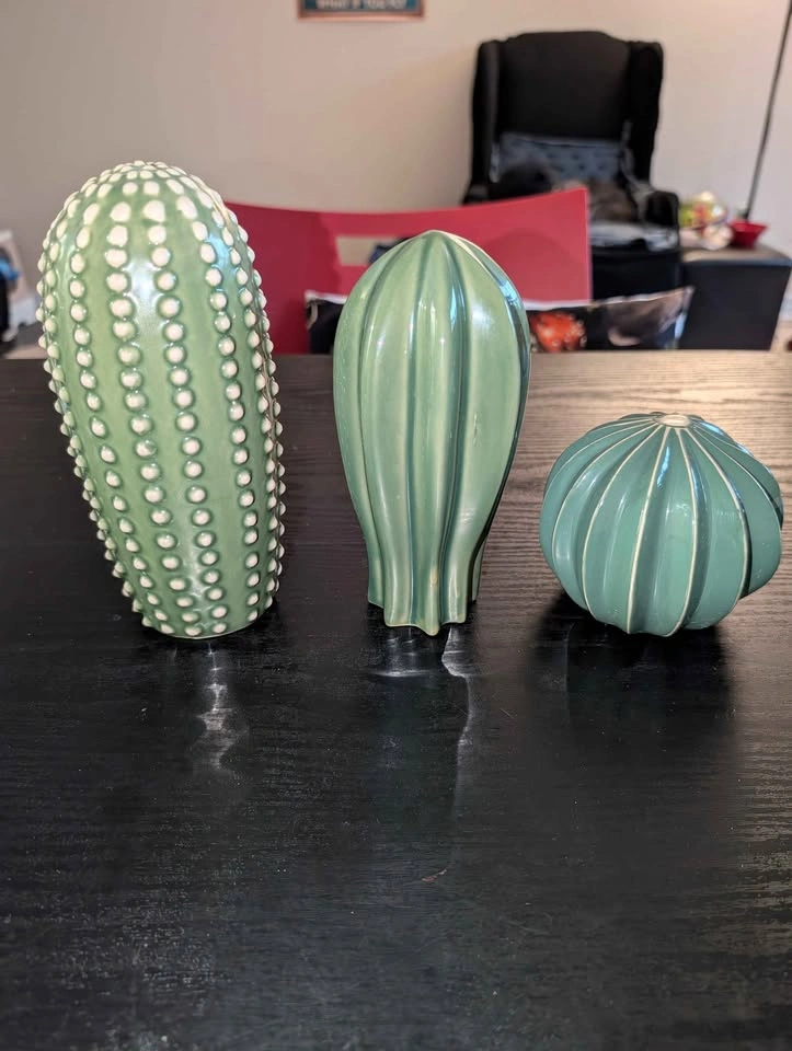 Ikea - Set of 3 Green Ceramic Cactus Decor - photo 2