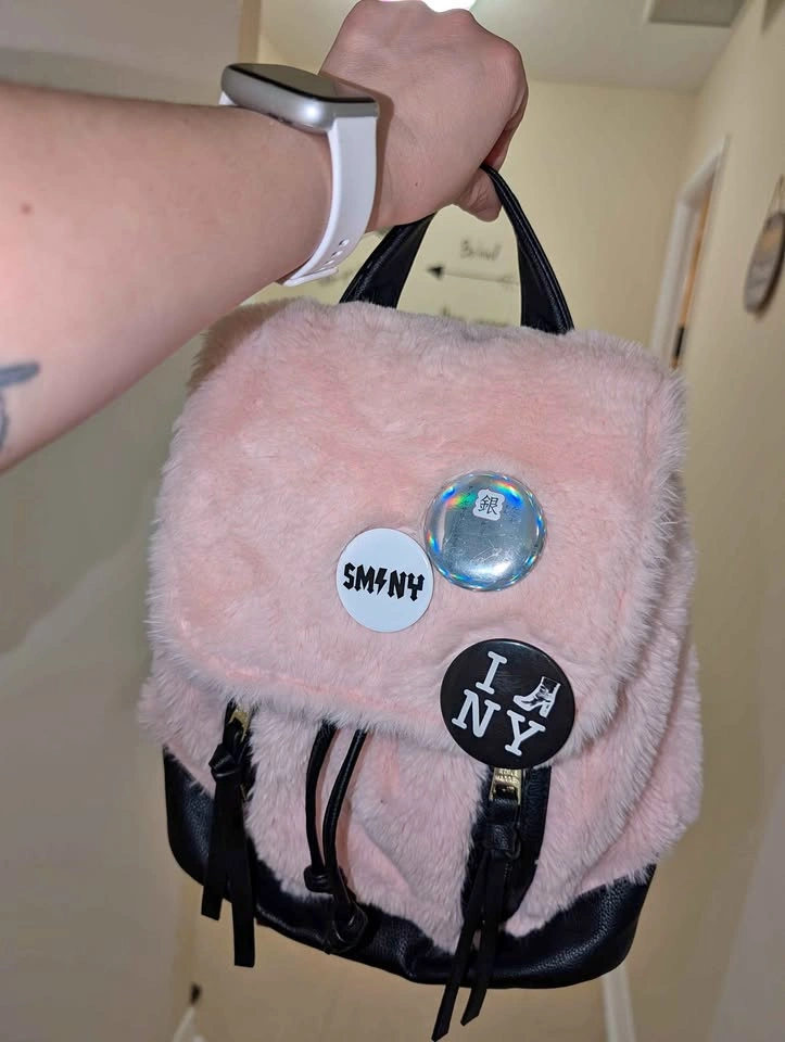 Steve Madden - Pink Faux Fur Mini Backpack