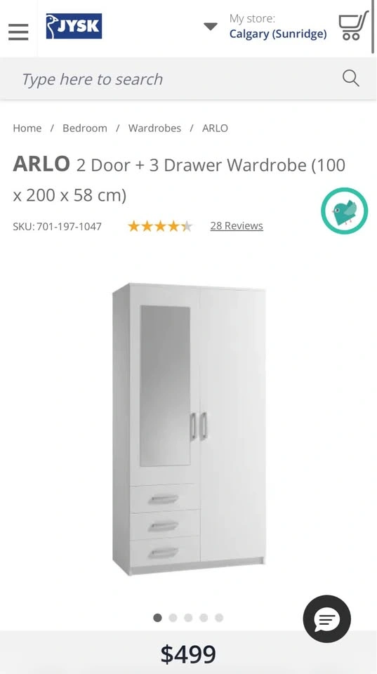 ARLO 2 Door + 3 Drawer Wardrobe (100 x 200 x 58 cm) - photo 3