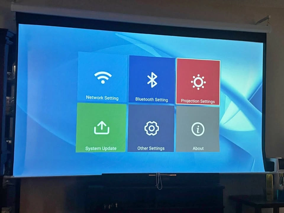WiMiUS P62 Projector & 100” Screen with Wall Brackets