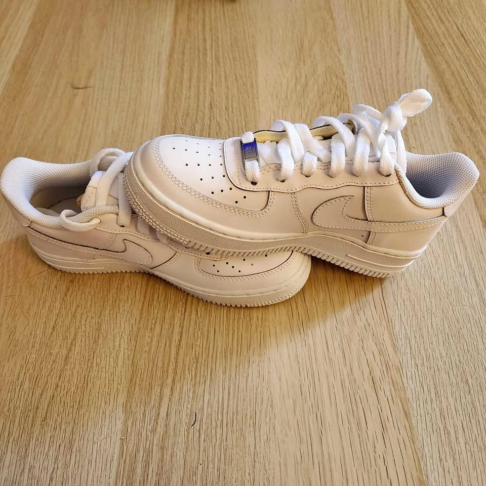 Nike Air Force 1 Low GS Triple White Shoes Size 3.5Y