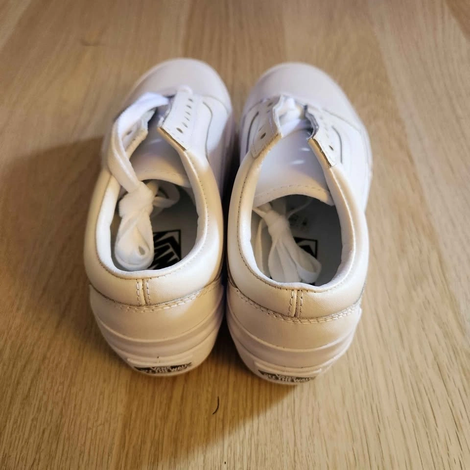 Vans Old Skool Stackform All White Leather Platform Shoes Women’ - photo 4