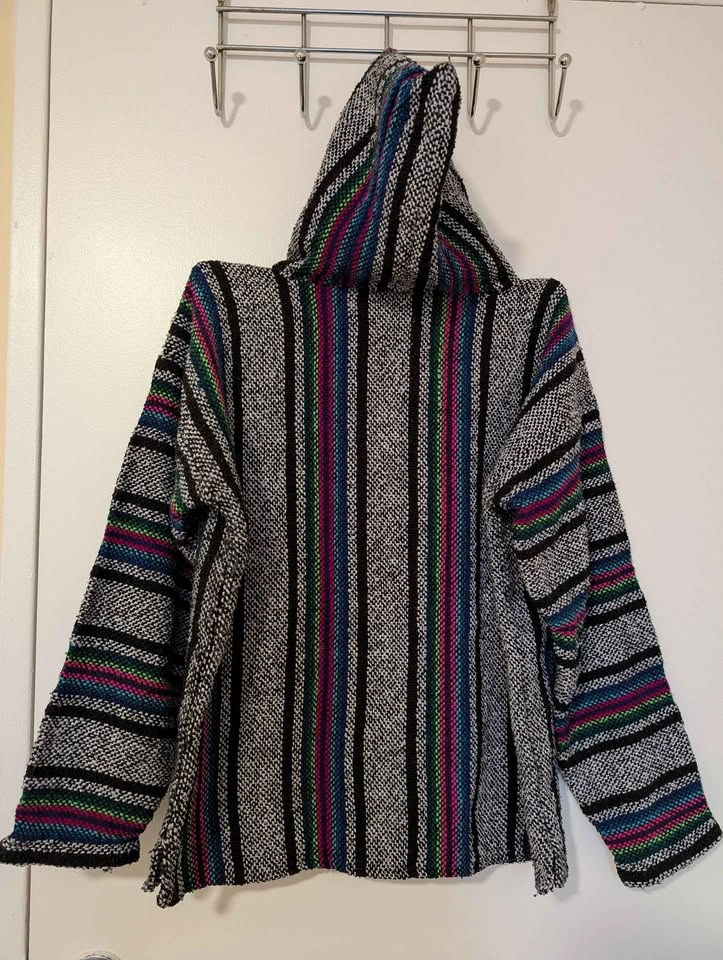 Baja Striped Pullover Hoodie Mexican Hoodie - photo 2