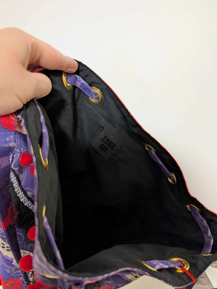Anna Sui Drawstring Bucket Bag with Butterfly Charm - photo 5