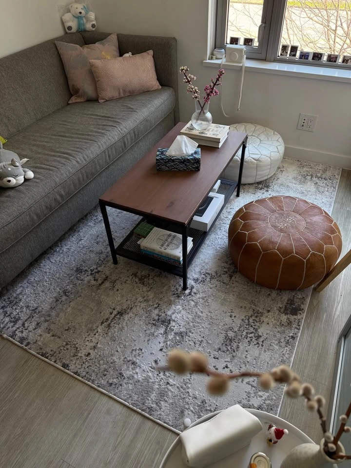 Cream with Navy Touches Carpet - 5x7 ft - photo 2